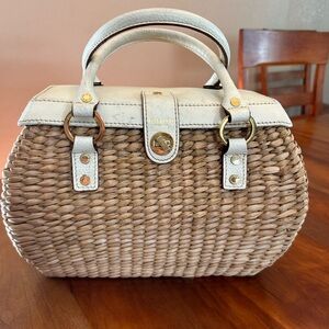 Kate Spade Tan and Cream Woven Basket Satchel BRW13296 11”x5.5”x7” Collector